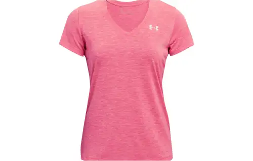 Under Armour T Shirts Women's Pink V Neck Moderate Straight Fit