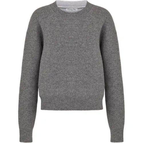 DIOR Quarterly New Products Sweatshirts Women's Gray Crew Neck Moderate Regular