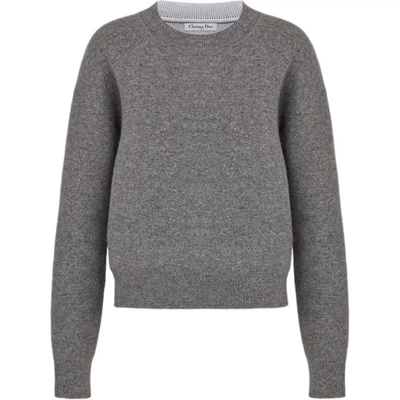 DIOR Quarterly New Products Sweatshirts Women's Gray Crew Neck Moderate Regular