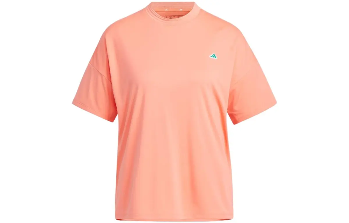 Adidas T-Shirts Women's Orange Crew Neck Moderate Straight Fit