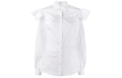 LOEWE Shirts Women's White Square Collar Moderate Shirt