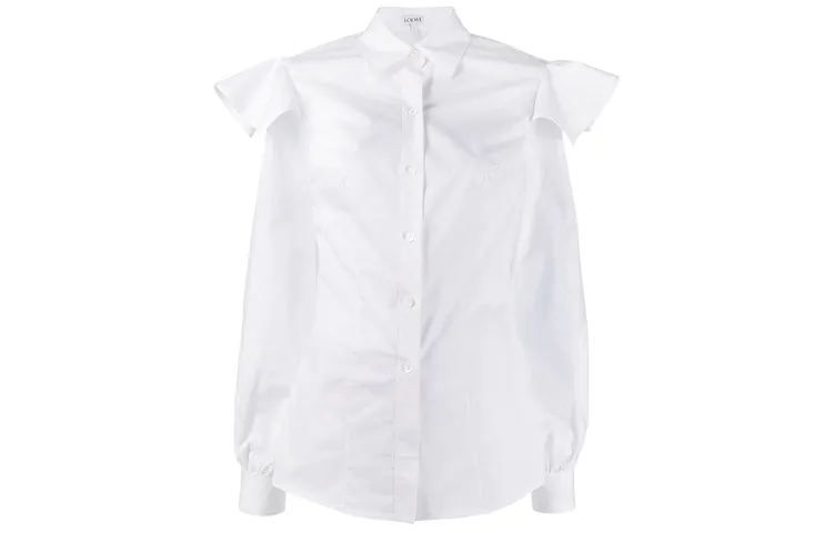 LOEWE Shirts Women's White Square Collar Moderate Shirt