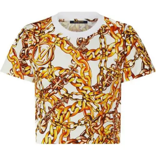 LOUIS VUITTON Chain Print Crop Top