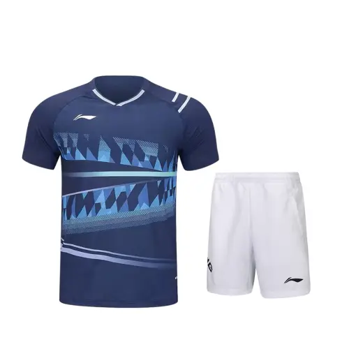 Li Ning Badminton Jersey Men's Dark Ship Blue/White