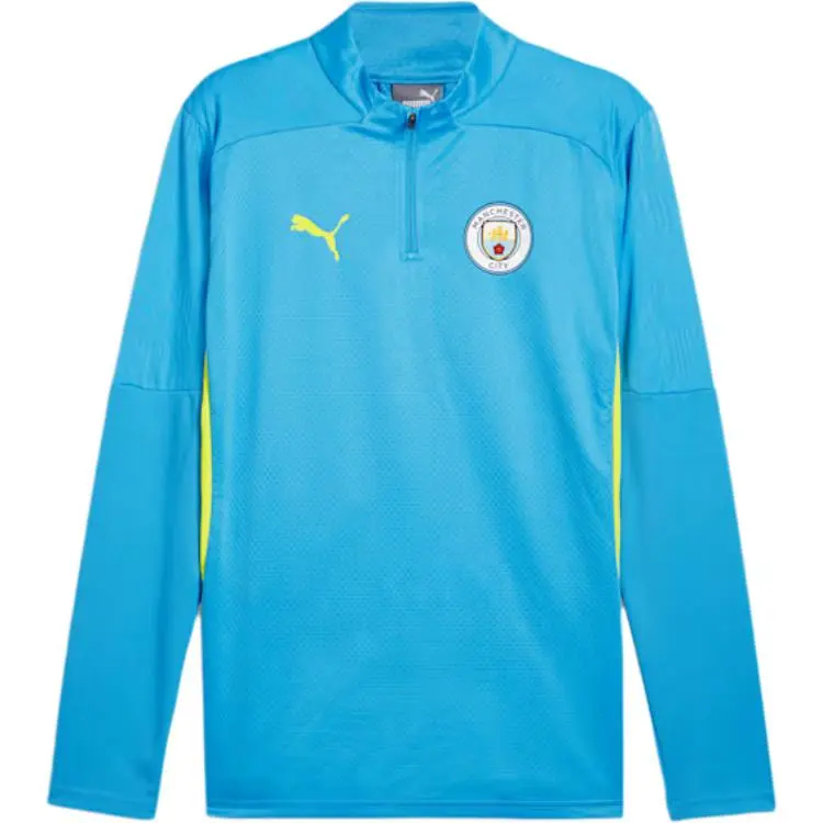 PUMA Manchester City Quarter Zip Soccer Jersey Men's Blue Yellow