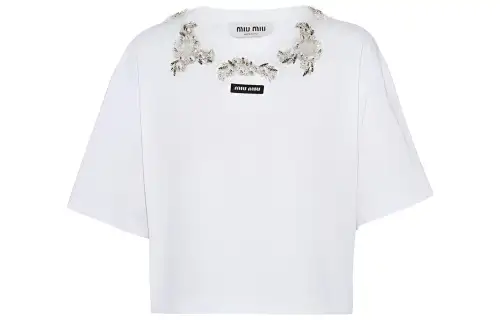 MIU MIU T Shirts Women's White Crew Neck Moderate Other