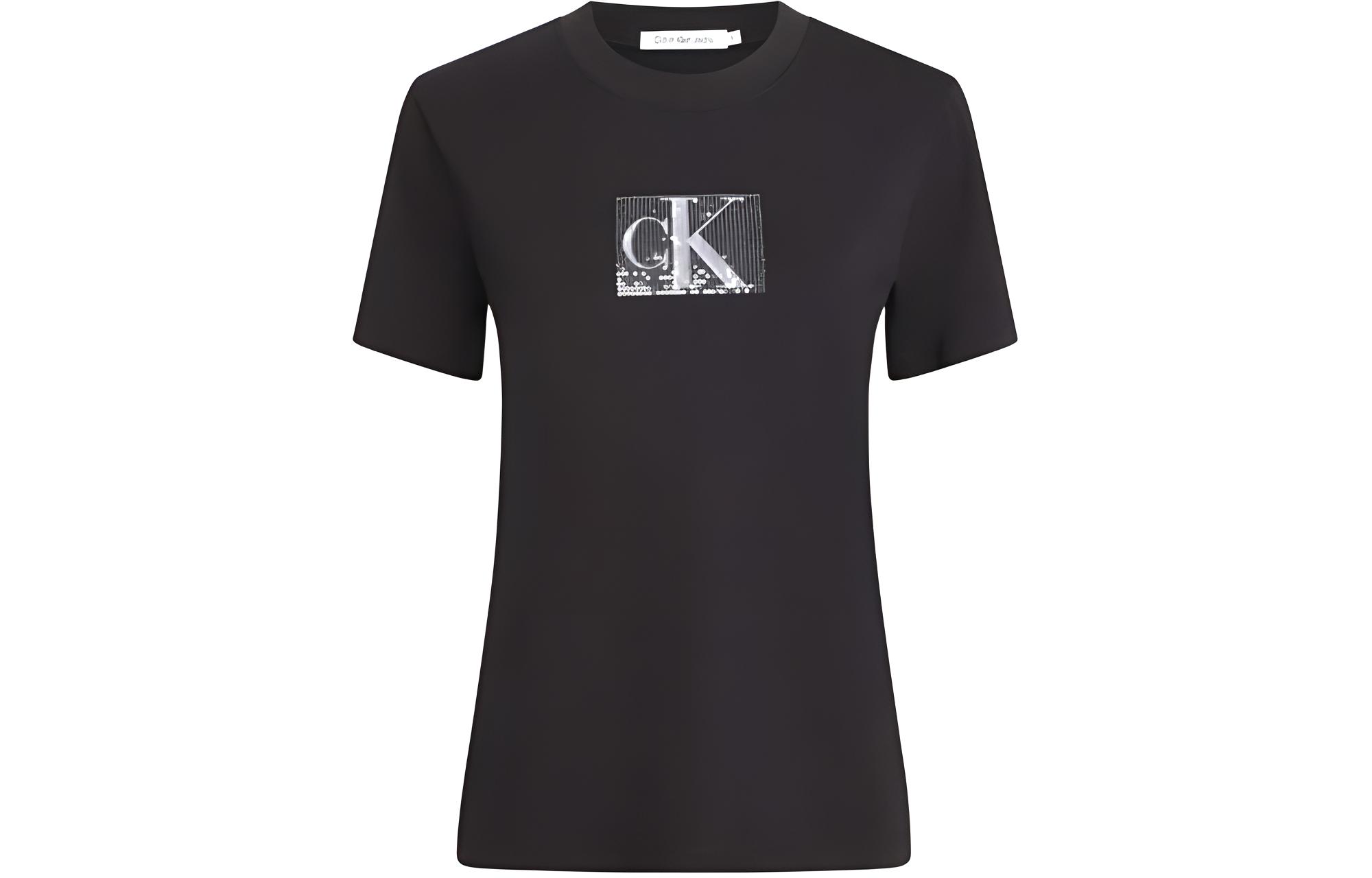 Женская футболка CALVIN KLEIN Slim Fit (черная)