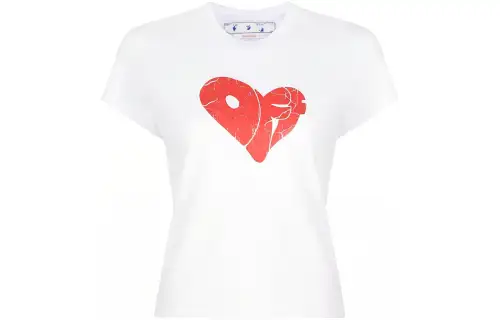 OFF WHITE T Shirts Women's White Crew Neck Moderate Straight Fit