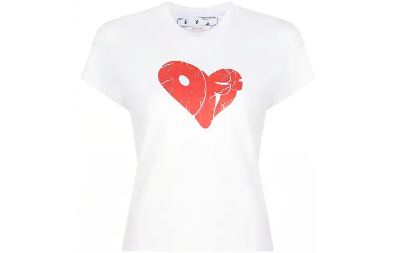 OFF WHITE T Shirts Women's White Crew Neck Moderate Straight Fit