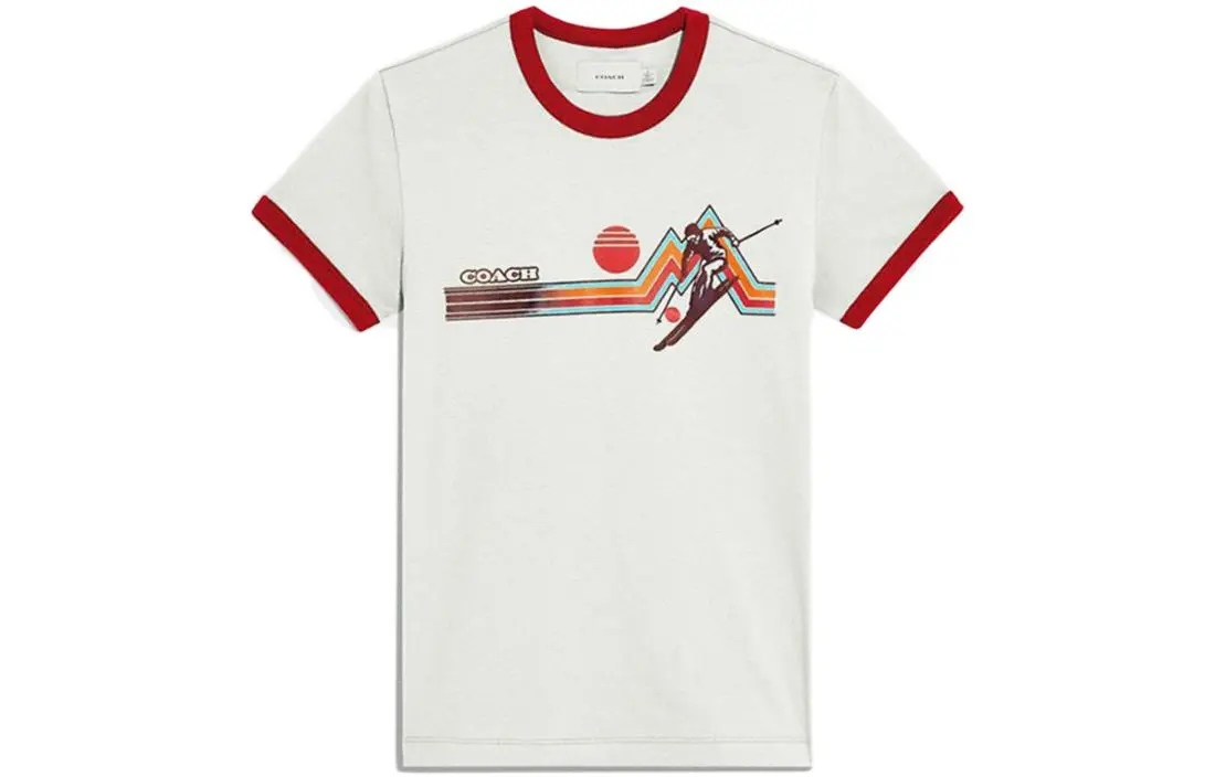 COACH T-Shirts Women's White Crew Neck Moderate Straight Fit