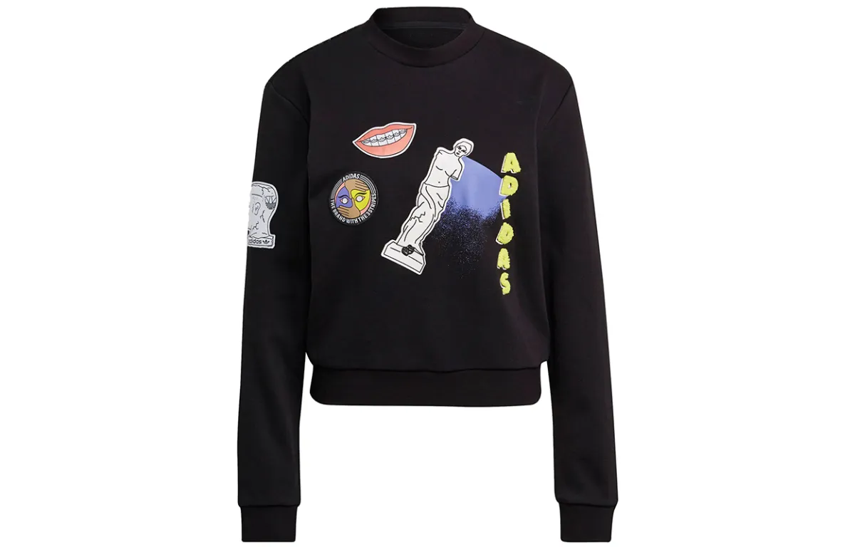 Adidas Originals Fakten Sweatshirt Sweatshirts Women's Black Crew Neck Moderate Other