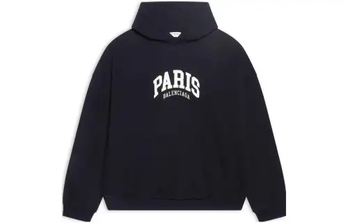 Balenciaga Women's Cities Paris Wide Fit Hoodie Black