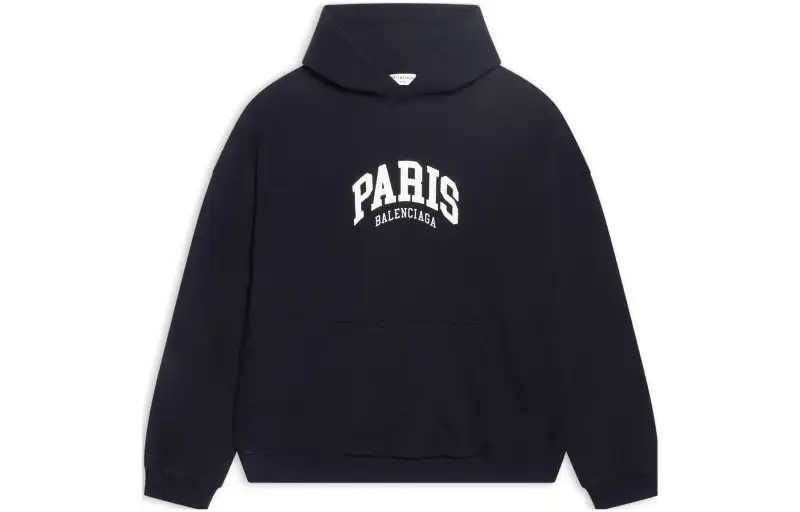 Balenciaga Women's Cities Paris Wide Fit Hoodie Black
