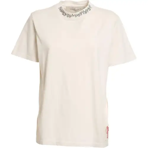 Golden Goose T Shirts Women's White Crew Neck Moderate Straight Fit