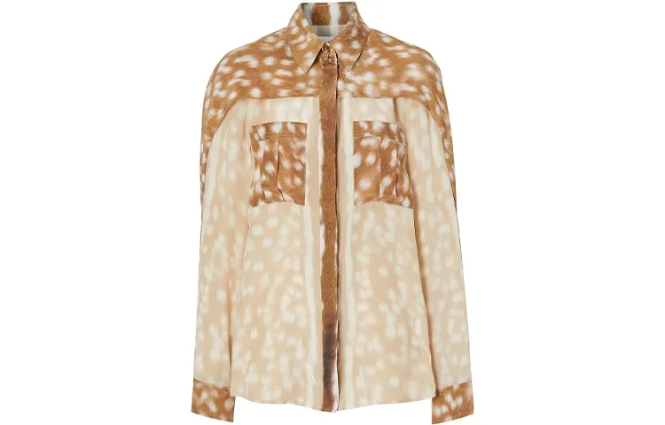 Burberry Shirts Women's Khaki Lapel Moderate Shirt