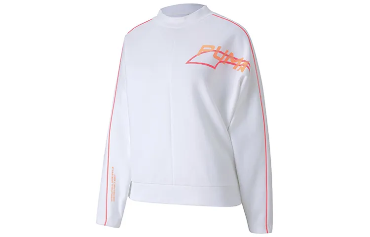 PUMA Evide Sweatshirts Women's White Crew Neck Moderate Straight Fit