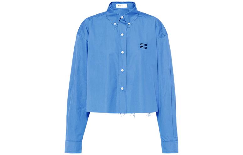 Женская рубашка MIU MIU Raw Hem Sun Protection Shirt (голубая)