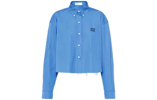 embroidered logo cropped shirt