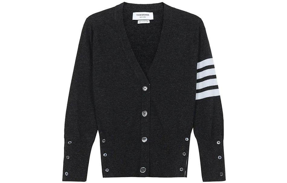 THOM BROWNE 4 Bar V Neck Cardigan