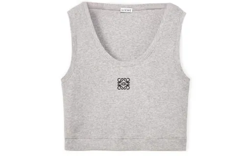 LOEWE Cropped Cotton Anagram Tank Top Grey/Black