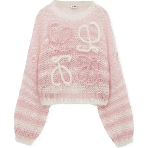 LOEWE Striped Anagram Sweater 'White/Pink'
