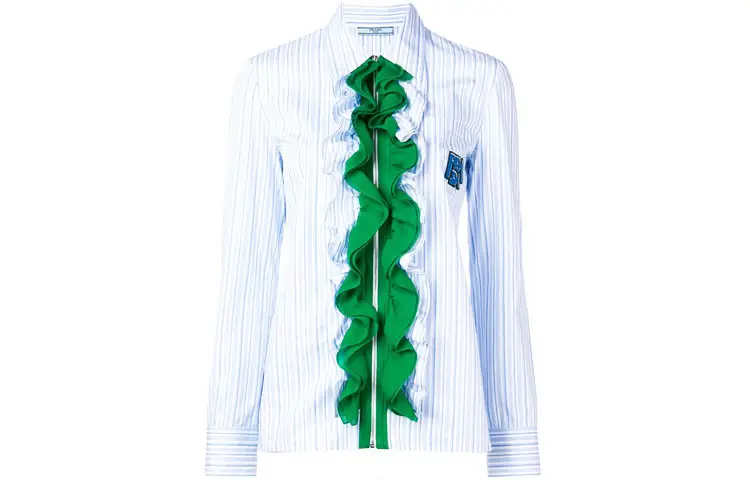 PRADA Shirts Women's Blue Lapel Moderate