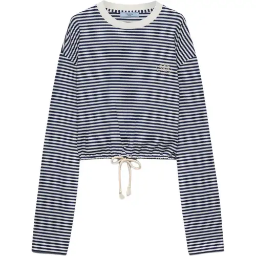 PRADA Drop Shoulder Sleeve T Shirt Women's Marine Blue