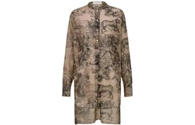 DIOR Quarterly New Products Shirts Women's Khaki Stand Collar Moderate