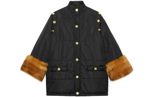 GUCCI Jackets Women's Black Stand Collar Moderate Other