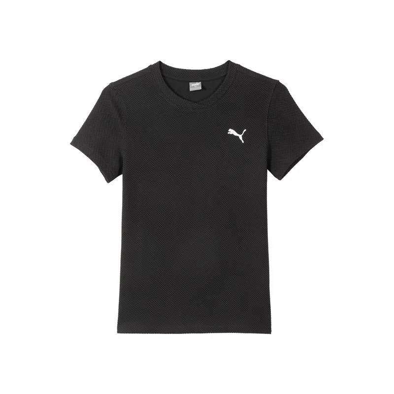 PUMA HER T-Shirts Women's Black Crew Neck Moderate