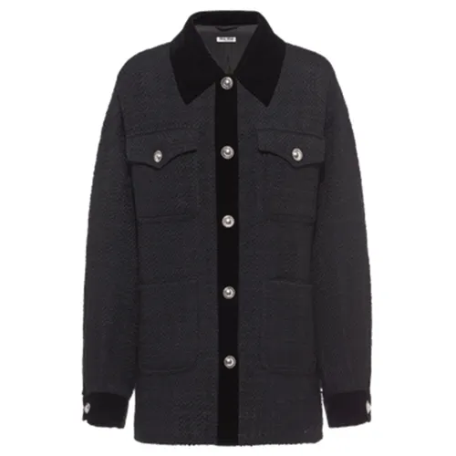 MIU MIU Jackets Women's Black Lapel Moderate Other