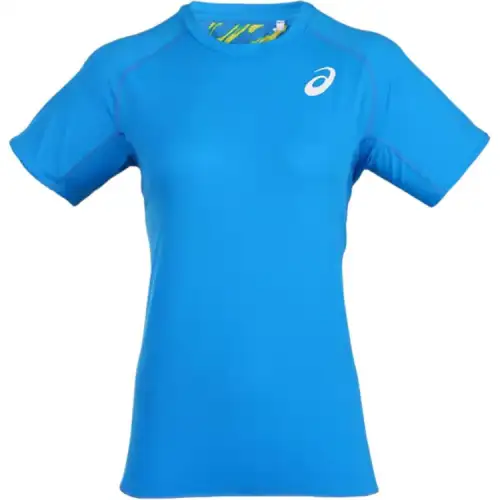 ASICS T Shirts Women's Blue Crew Neck Moderate
