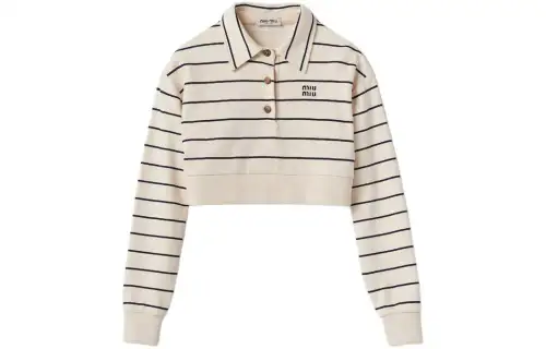 MIU MIU Short long-sleeve, beige polo