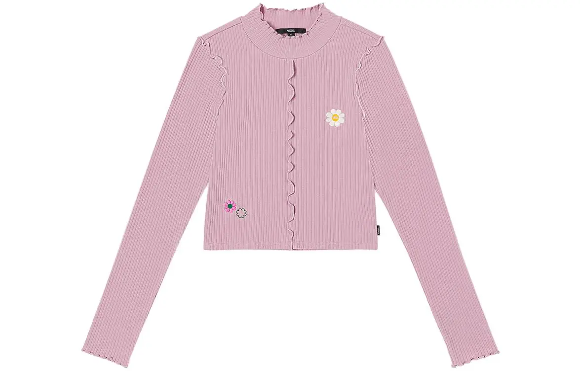 Vans W OVERSIZED FLORAL Knitwear Women's Light Purple Crew Neck Moderate Other