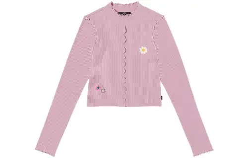 Vans W OVERSIZED FLORAL Knitwear Women's Light Purple Crew Neck Moderate Other