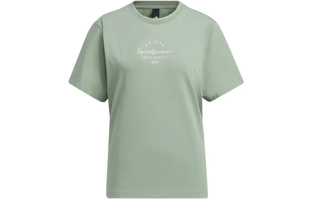Adidas T-Shirts Women's Dusty Green Crew Neck Moderate Straight Fit