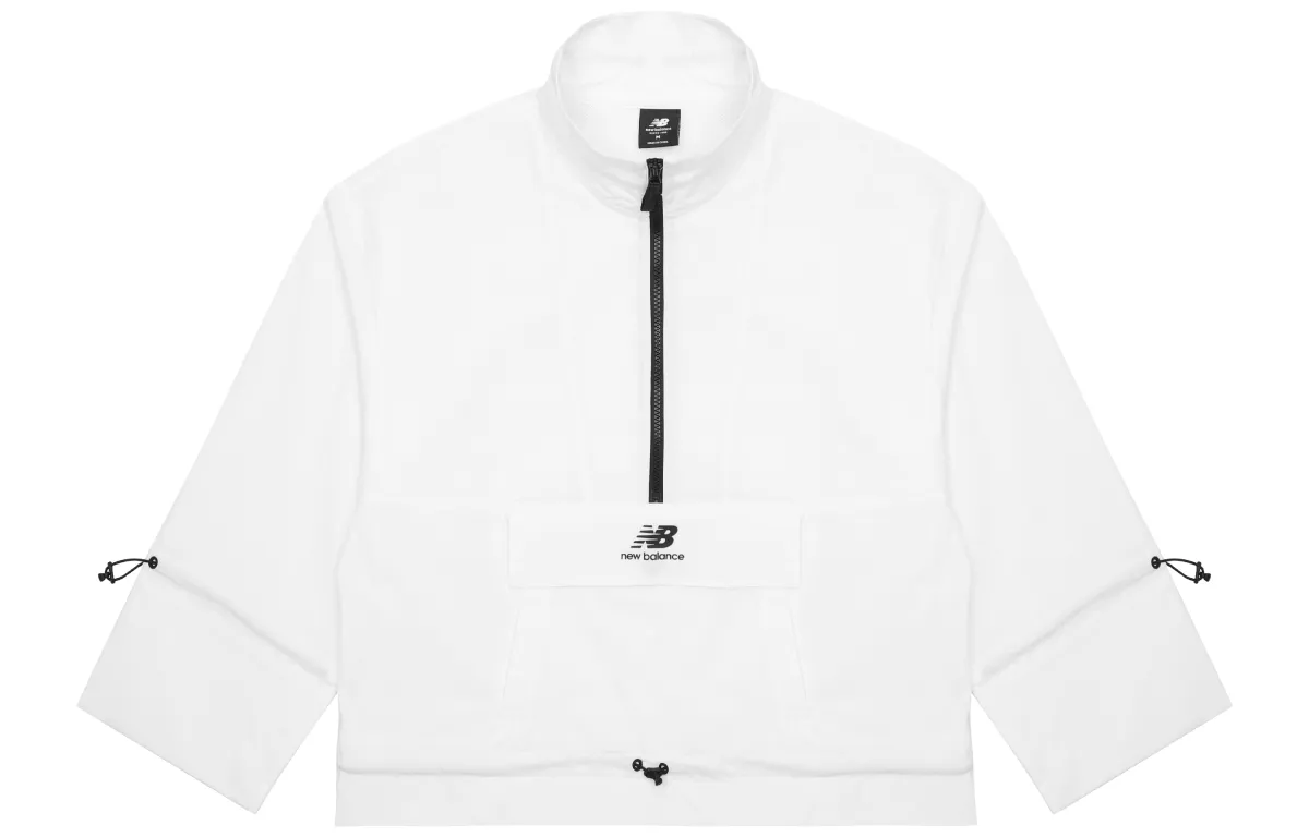 New Balance Jackets Women's White Stand Collar Moderate Straight Fit