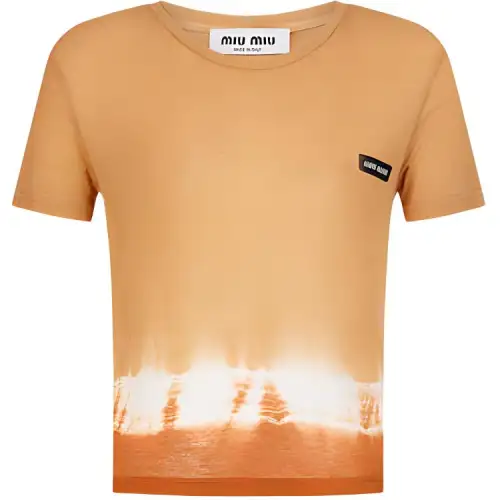 MIU MIU T Shirts Women's Yellow Crew Neck Moderate Straight Fit