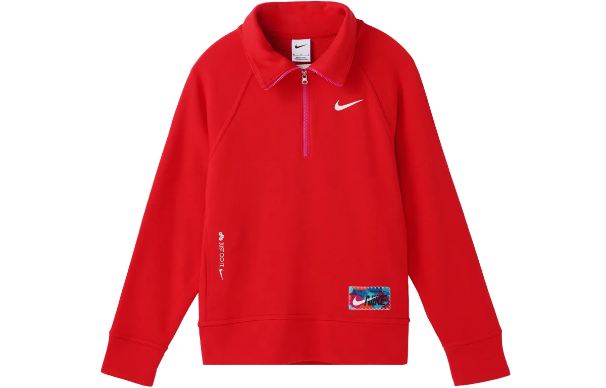 Nike Chinese New Year Sweatshirts Women's Red Stand Collar Moderate Regular
