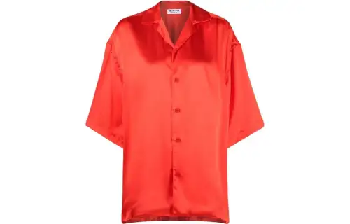 Balenciaga Shirts Women's Red Lapel Shirt