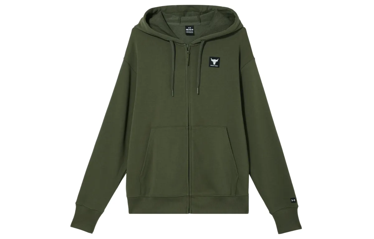 Under Armour Project Rock Sweatshirts Women's Green Hooded Moderate Cardigan