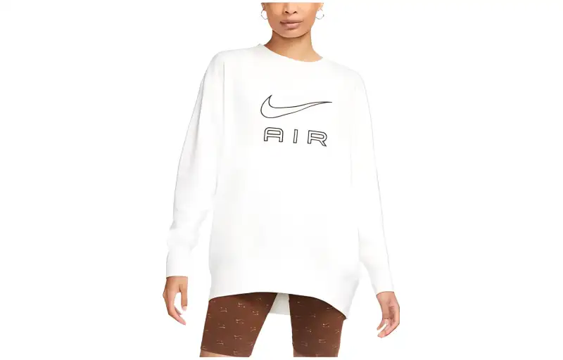 Nike Sweatshirts Women's White Crew Neck Moderate Regular