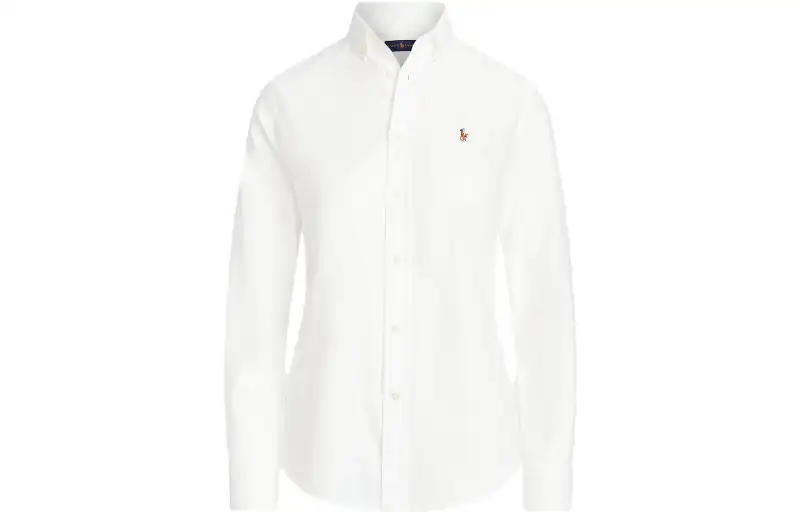 Polo Ralph Lauren SS23 solid color inner lapel single-breasted long-sleeved shirt for women, white