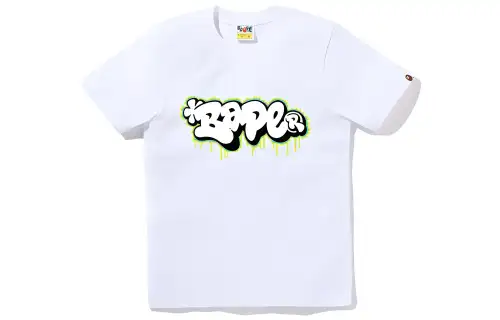 A BATHING APE Graffiti Logo Tee White