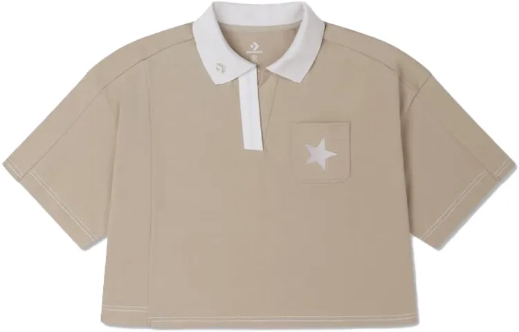 Converse Show Your Colors SS23 Polo Shirts Women's Khaki Polo Collar Moderate Straight Fit