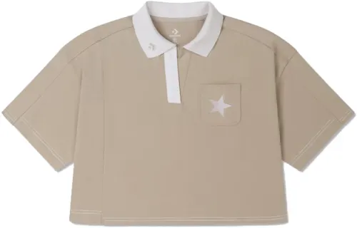 Converse Showcasing Series SS23 Polo Shirts Women's Khaki Polo Collar Moderate Straight Fit