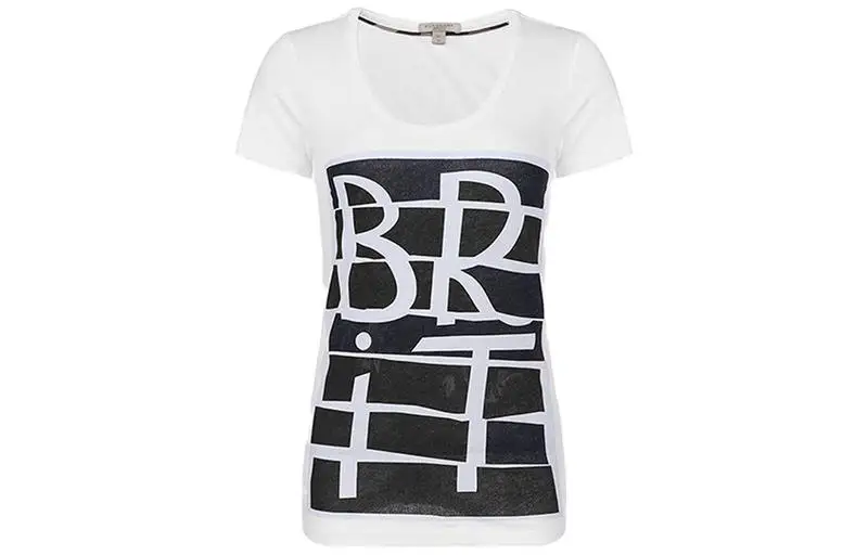 Burberry T Shirts Women's White Crew Neck Thin Straight Fit