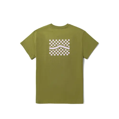 Vans T Shirts Women's Green Crew Neck Moderate Straight Fit