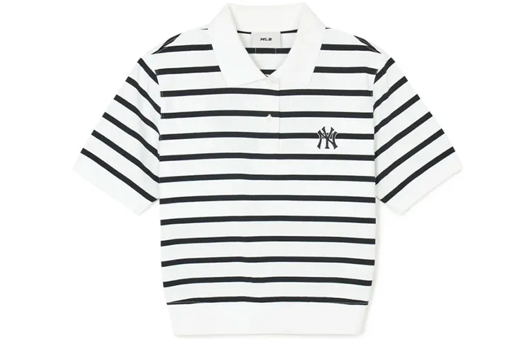 MLB New York Yankees Polo Shirts Women's White Polo Collar Moderate Straight Fit