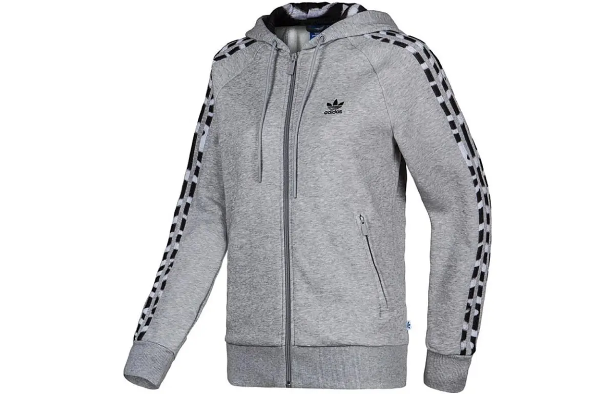Adidas Originals Sweatshirts Women's Medium Heather Gray Hooded Moderate Straight Fit